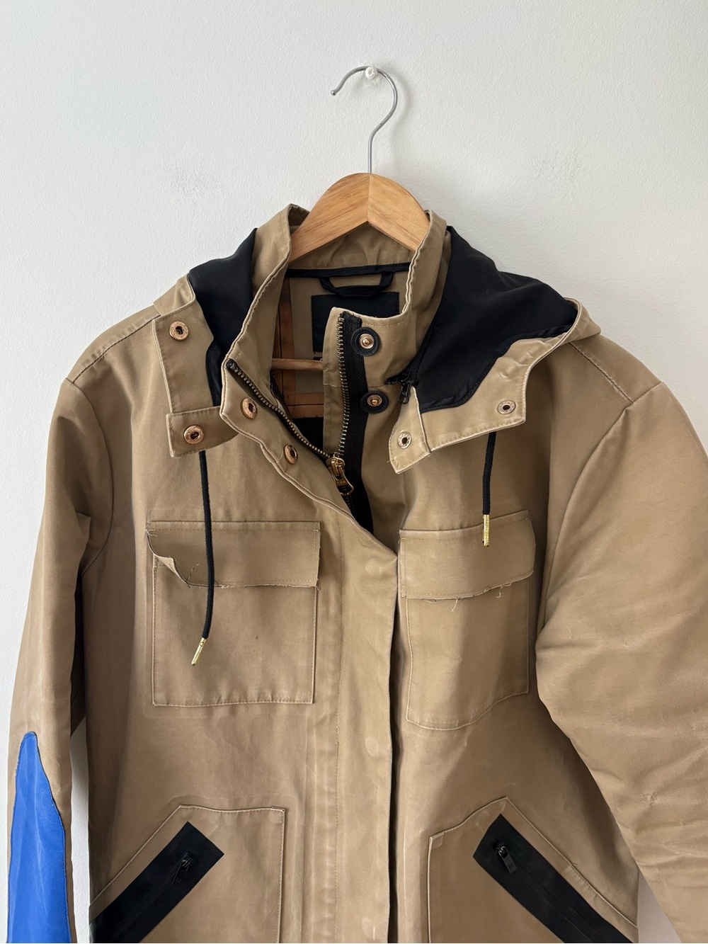 Scotch & Soda Heavyweight Hooded Utility Field Jacket Tan Blue Size Small Fall - Picture 3 of 16